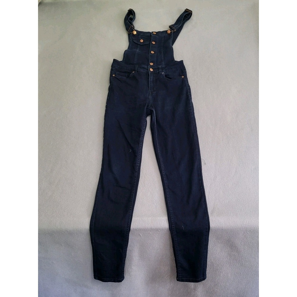 Divided Denim Jeans Bib Overalls Stretch Women's Size 6 Dark Wash